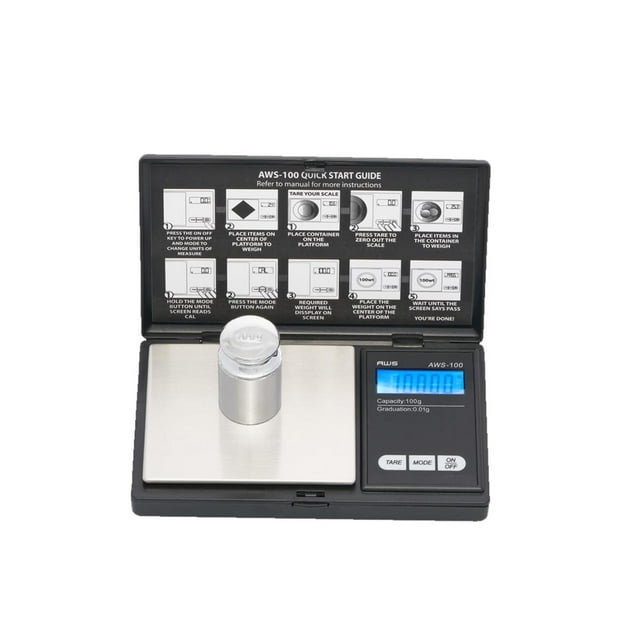 Báscula digital de bolsillo de la serie – Peso de calibración incluido 100 g x 0,01 g, (negro), básc