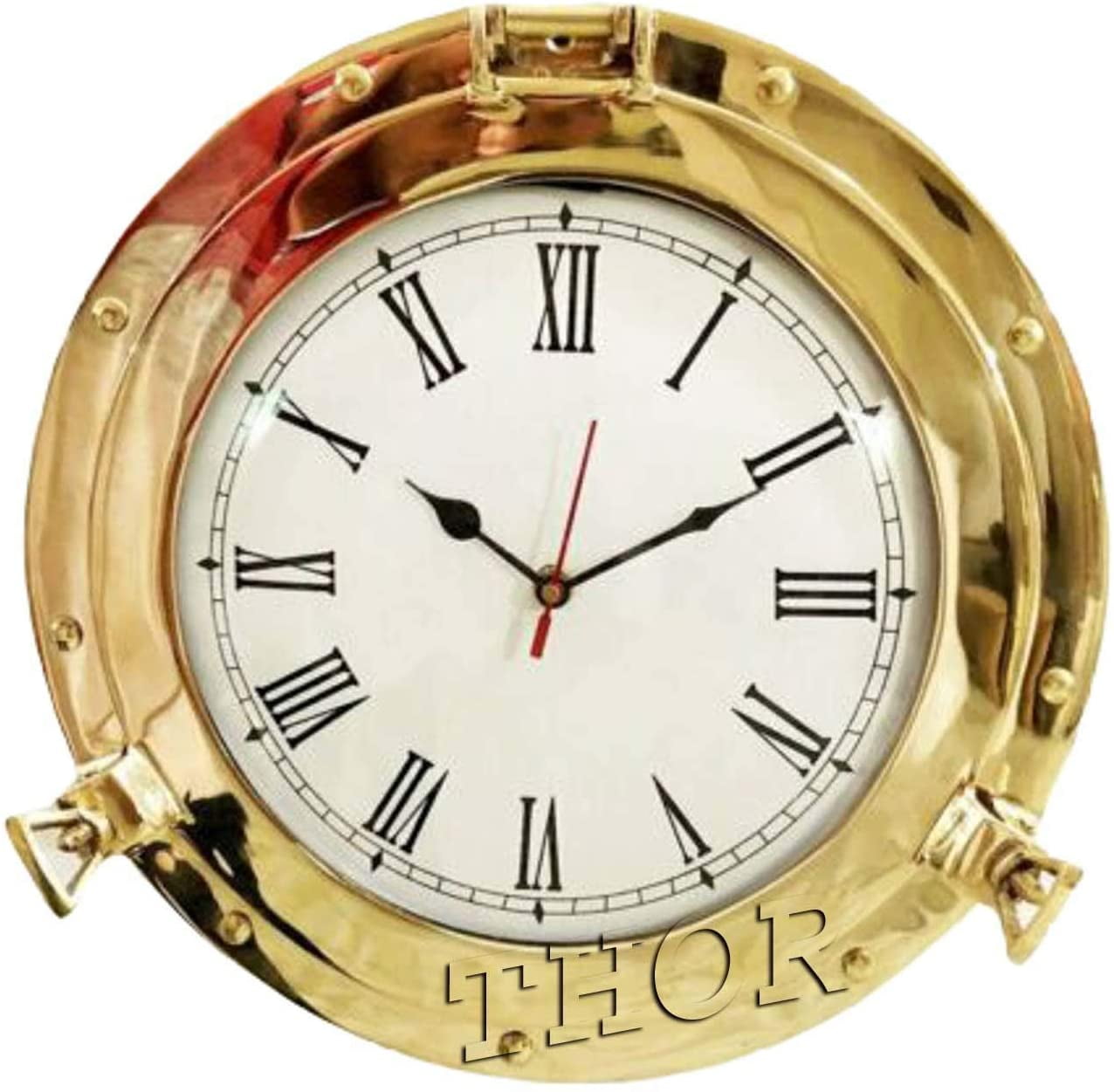 Brass Nautical Vintage Ship Porthole Wall Clock Home Decor 12