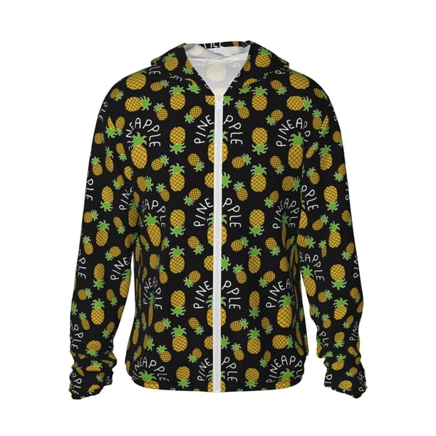 Balery Pineapple Sudadera ligera de manga larga con capucha y protección solar UPF 50+ para hombre y mujer, ideal para pesca y running-Medium