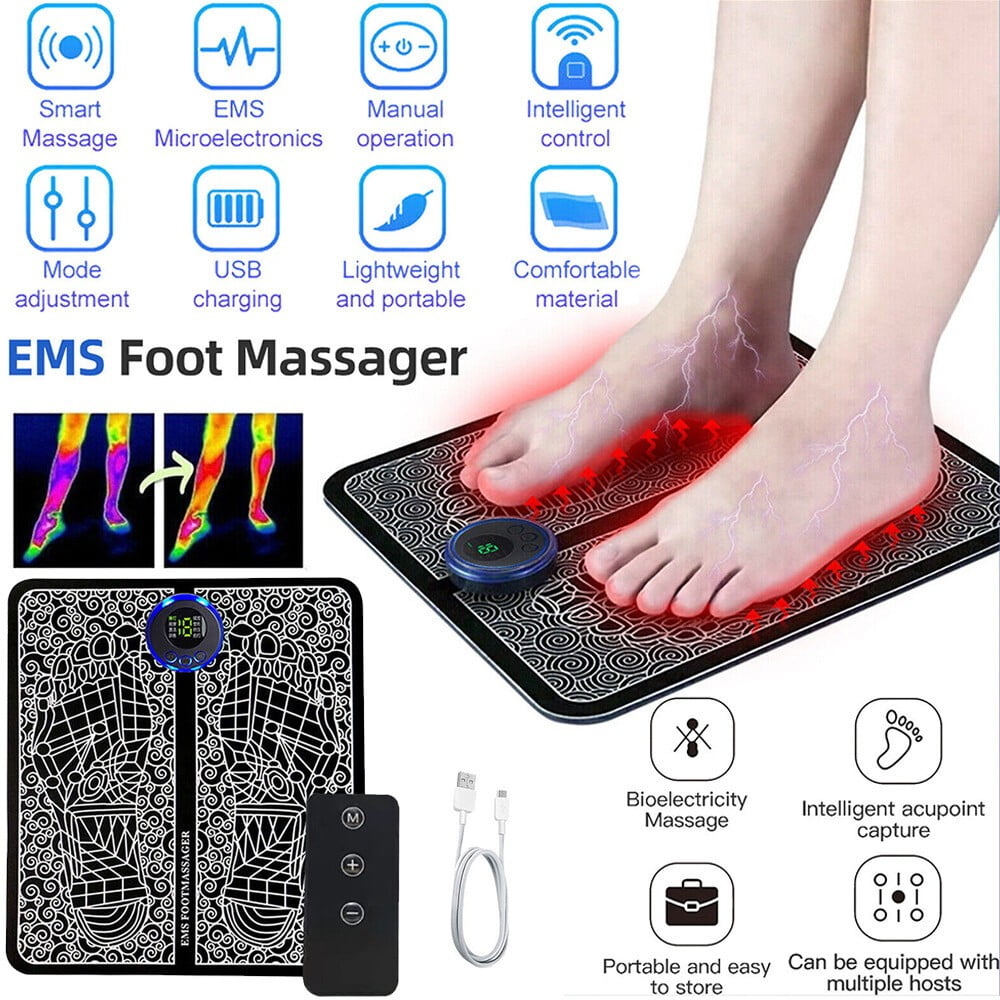 Electric Foot Massager Pad Blood Circulation Muscle Stimulator Mat 19 Levels and 8 Modes-Massage Mat