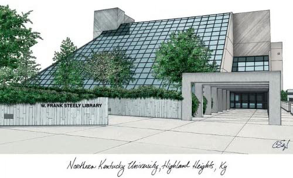 Northern Kentucky University 11w x 8.5h Manhattan Black Single Mat Gold Embossed Diploma Frame with Bonus Campus Images Lithograph (value savings at $59)