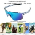 thumbnail image 3 of UPANBIKE Bike Cycling Sunglasses Sports Sunglasses Anti-UV400 Large Size Lens TR90 Unbreakable Frame, Matte White Blue Frame /Blue Lens, 3 of 7