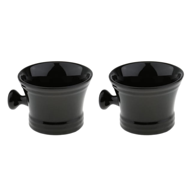 Seitruly Black Ceramics Men's Shaving Mug Bowl Barber Brush Cup Shave Beard Soap Mug Tipo 1 2piezas
