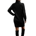 thumbnail image 2 of Innerwin Chandail-Over Couleur Unie Robes Mini pour Femmes Manches Longues Chaudes Robe Chandail Noire m, 2 of 4