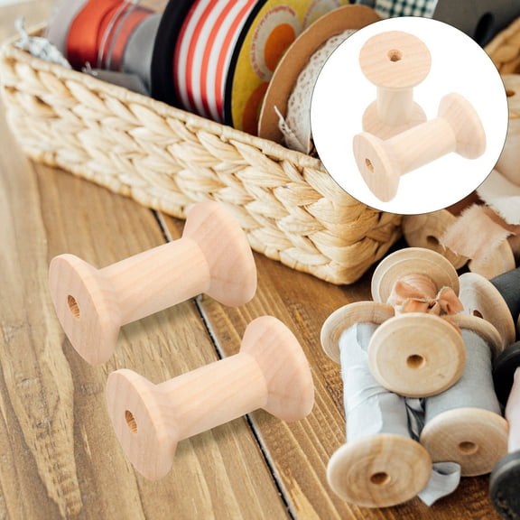 FRCOLOR 10Pcs Wooden Spools for DIY Projects Wood Bobbin for Yarn Thread Wire Winding Spools Yarn Sewing Spools Yarn Storage Rack Weaving Bobbins