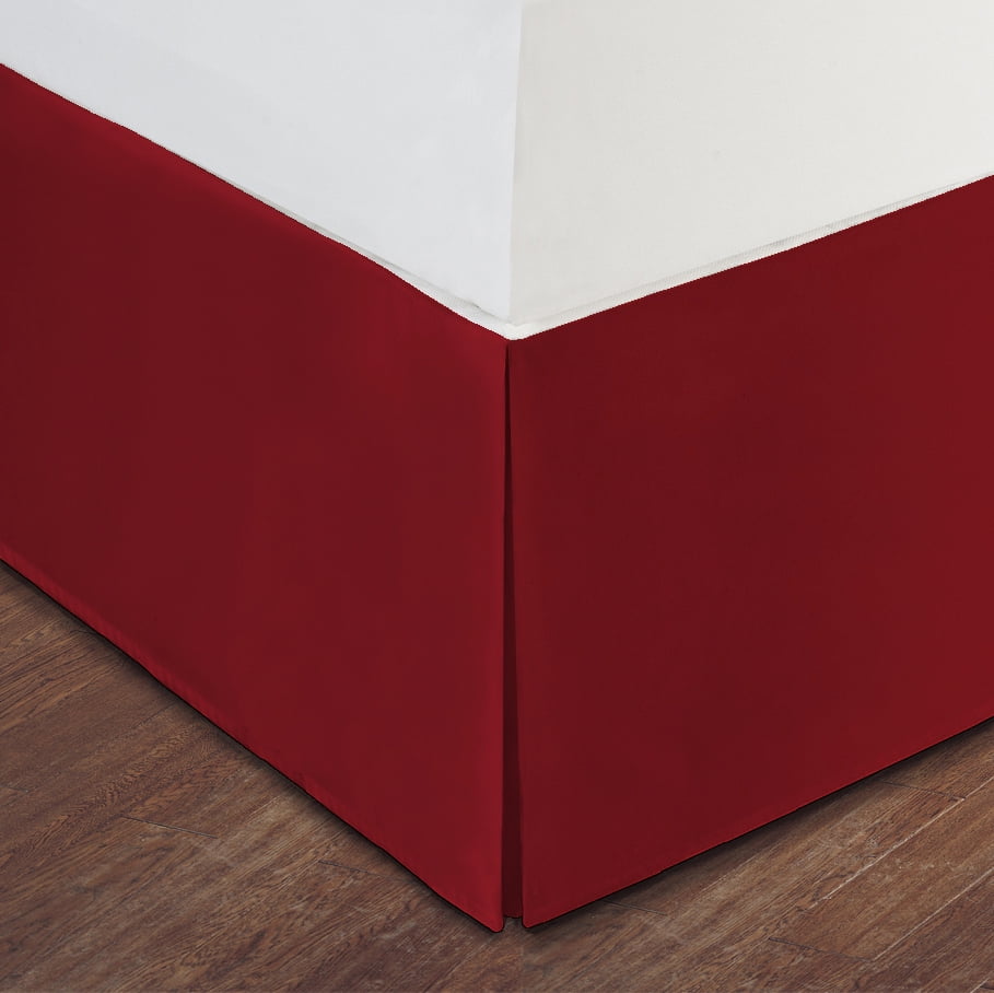 Queen Size Red Luxury Hotel Bed Skirt Tailored Pleat, 14" Drop
