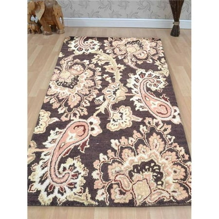 13' Wool - 10 x 13 ft. Hand Tufted Woolen Area Rug, Brown - Floral