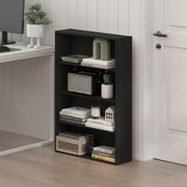 Basic 35.04 in. Tall Espresso Wood 4-Shelf Open Shelf Bookcase
