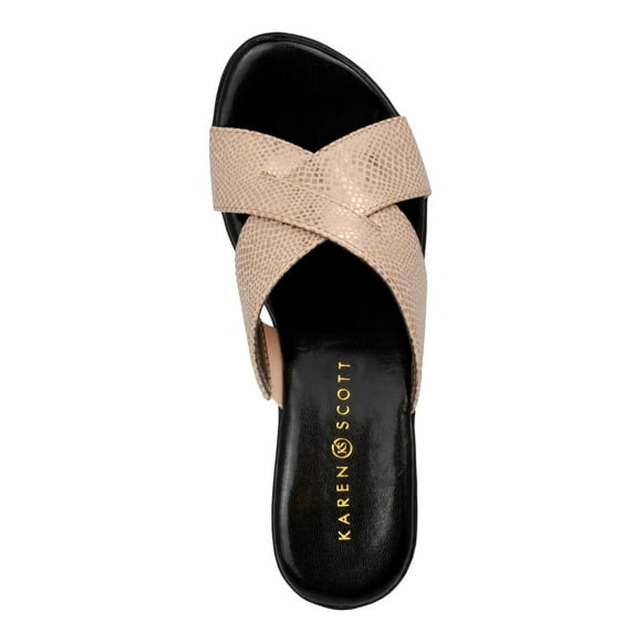 KAREN SCOTT Womens Pink Crisscross Straps Comfort Petraa Almond Toe Wedge Slip On Slide Sandals Shoes 8 M