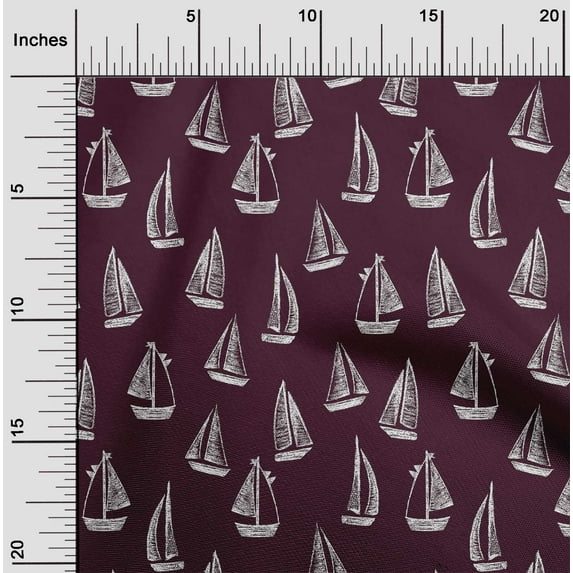 oneOone Cotton Silk Maroon Fabric Yacht Nautical Craft Projects Decor Fabric Printed By The Yard 42 Inch Wide