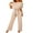 Apricot, variant on Women's Short Sleeve Jumpsuits and Rompers Casual Wide Leg Tie Waist One Piece Summer Overalls Outfit