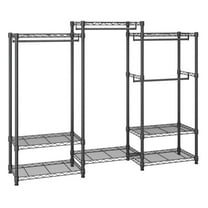 SAZYY Garment Rack Heavy Duty Clothes Racks with Shelves, Freestanding Portable Wardrobe Closet Rack for Hanging Clothes Closet System Rack 4 Hang Rods & 8 Storage Tiers