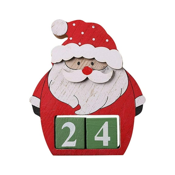 Christmas Advent Calendar - 3D Wooden Desktop Decoration with Elk and Xmas Tree Countdown, Handmade Wood Craft for Centerpieces, Creative Sculpture Deer for Holiday Gifts | Old Man Theme