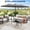 Grey, variant on Garvee 15 Ft Double-Sided Patio Umbrella with Base and LED Lights, Extra Large Twin Outdoor Market Umbrella