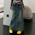 thumbnail image 5 of JLFKNG Ladys Leisure Skirts Oversized Vintage Split Hem Denim Skirt For Women High Waist Ankle Length A Line Wrapped Skirt Comfy Womens Clothes, 5 of 8