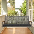 thumbnail image 1 of Gymax Rattan Patio Porch Swing 2-Person Cushioned Swing Chair Bench w/ Hanging Ropes Black, 1 of 10