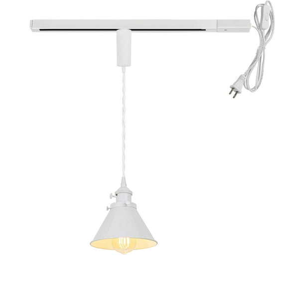 KAYYELAMP Plug in Cable Track Rail with Adjustable Cord White Track Lighting Fixture White E26 Base H-Type Vintage Design for Kitchen Loft(No Bulb)