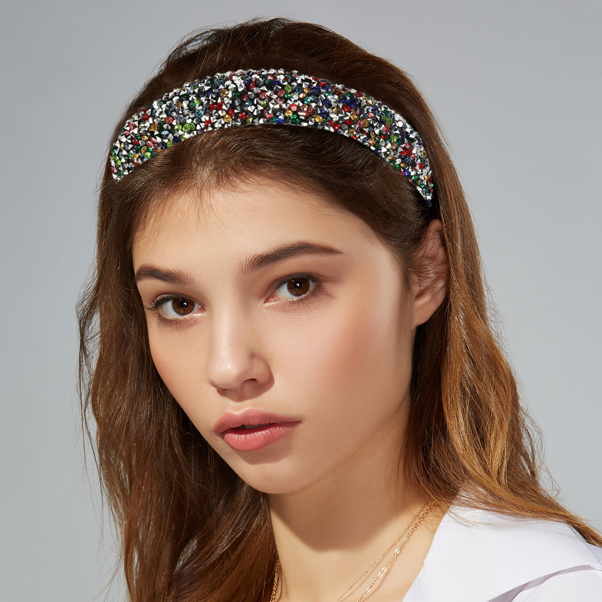 Unique Bargains Rhinestone Headband Hair Accessories for Women Multicolor