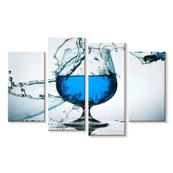 Elephant Stock Blue Cocktail Splash Wall Art - Horizontal Multi Panel Canvas - Dining Room Wall Decor - Food And Drink Multi Panel - Blue And Decor - 24" x 14"