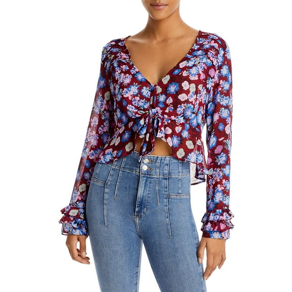 Free People Womens Front Knot Floral Print R Cropped