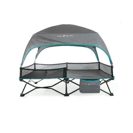 UPC: 0819956000770 | Baby Delight Go with Me Bungalow Deluxe Indoor Outdoor Portable Cot  Toddler Travel Bed  Grey & Teal