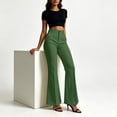 thumbnail image 4 of Women's High Waist Flare Dress Pants Slim Front Seam Ankle Bootcut Suit Trousers with Pockets Elegant Business Casual Pants Multi Colors Army Green, 4 of 8