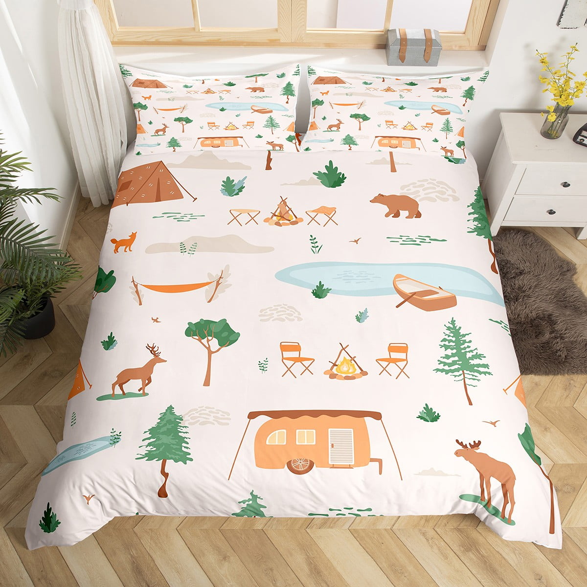 YST RV Camper Duvet Cover for Boys Girls,Camper Themed Bedding Set