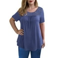 thumbnail image 2 of VERABENDI Women's Plus Size Tunic Tops Short Sleeve Casual Lace Pleated Shirts Summer Blouses,M-4XL, 2 of 4