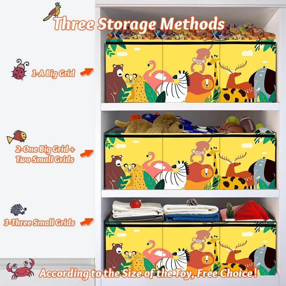 PAFOLO Large Children Toy Storage Chest: Collapsible and Sturdy Organizer with Lids for Kids' Toys, Closet,/Space Use, Yellow Oxford fabric