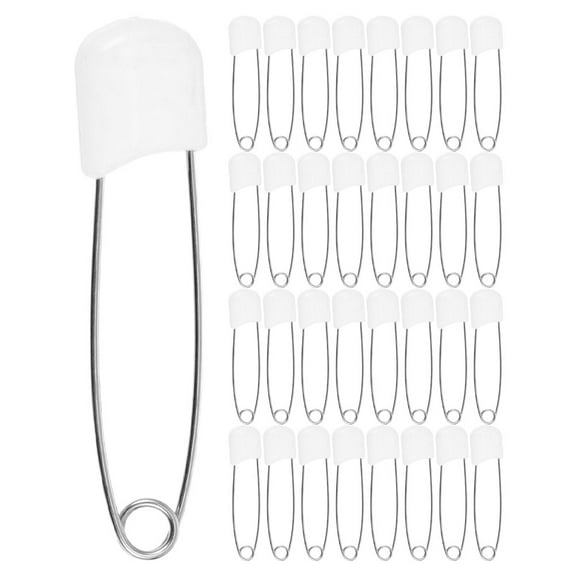 60 Pcs Infant Diaper Safety Pins White Zinc Alloy Clothing Pins for Diapers and Child Use