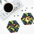 thumbnail image 4 of Honeii Colorful Sharks print Leather Coaster Set of 4, ideal for safeguarding your furniture from drinks spills and effortless cleanup-Hexagon, 4 of 6