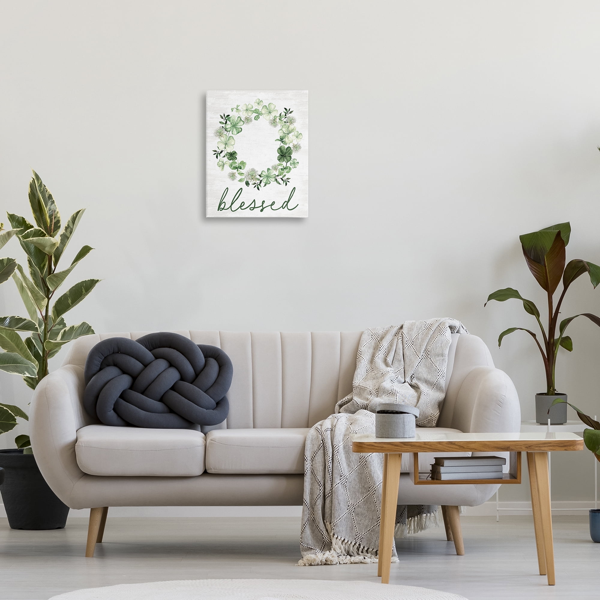 Stupell Industries Blessed Clover Wreath Botanical & Floral Painting Gallery Wrapped Canvas Art Print Wall Art, 16 x 20