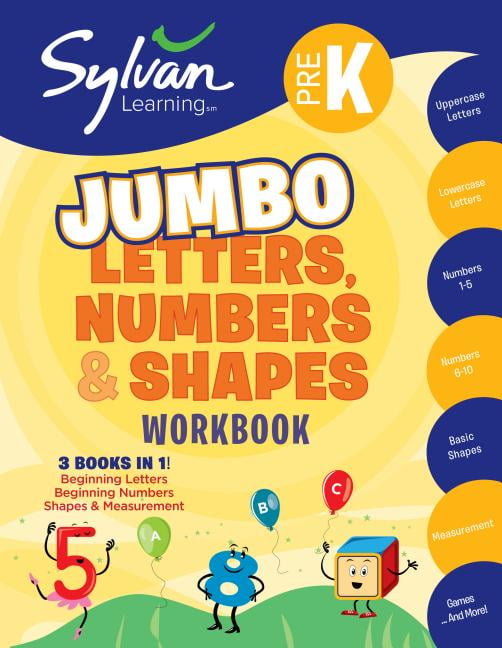 Sylvan Math Jumbo Workbooks PreK Letters, Numbers