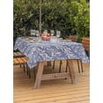 thumbnail image 3 of Outdoor Tablecloth with Umbrella Hole for Patio/Picnic/Party/Camping, Blue Floral Waterproof Table Cloth Rectangle Table Cover Washable, Spring Flowers Pattern Plants Simple Vintage (60"x 84"), 3 of 8