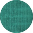 thumbnail image 1 of Ahgly Company Machine Washable Indoor Round Solid Turquoise Blue Modern Area Rugs, 4' Round, 1 of 4