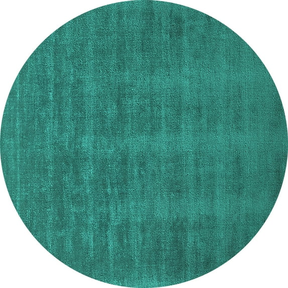 Ahgly Company Machine Washable Indoor Round Solid Turquoise Blue Modern Area Rugs, 4' Round