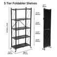 thumbnail image 5 of Foldable Storage Shelves on Wheels, 5 Tier Shelves for Storage, Heavy Duty Metal Shelving Units, Easy Assembly Storage Rack for Home Living Room Garage Kitchen Basement Pantry, Black, 5 of 5