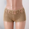 thumbnail image 6 of Hienoo Women's Beach Crochet Shorts Solid Color Slim Fit Mini Shorts, Sizes S-L, 6 of 8