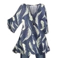 thumbnail image 1 of MAWCLOS Blouse Femme Col en V Hauts Tunique Froncée Chemise Élégante Imprimé Floral de Plage Pull 6 3TG, 1 of 2