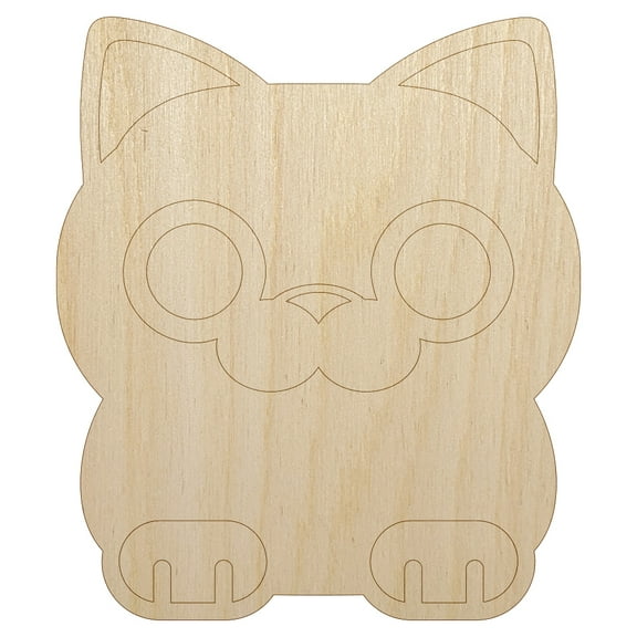 Round Cat Sitting Wood Shape Unfinished Piece Cutout Craft DIY Projects - 4.70 Inch Size - 1/8 Inch Thick