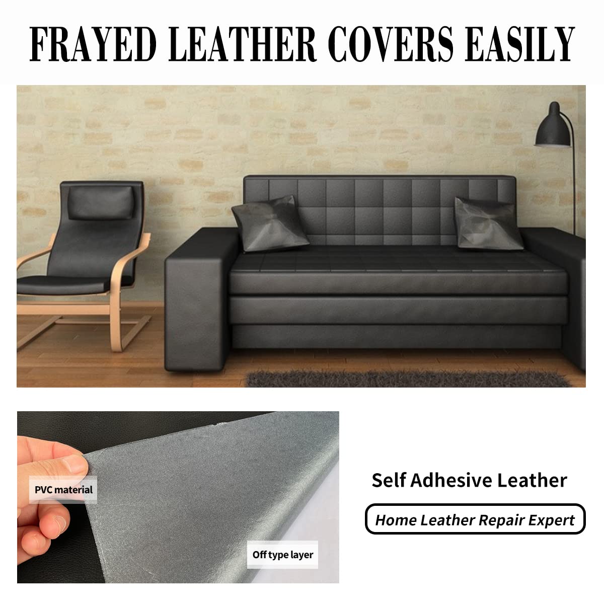 Leather Repair Patch, 16x79 inch Self Adhesive Leather Repair Waterproof,DIY Large Leather Repair Tape for Couches, Furniture, Car Seats, Cabinets