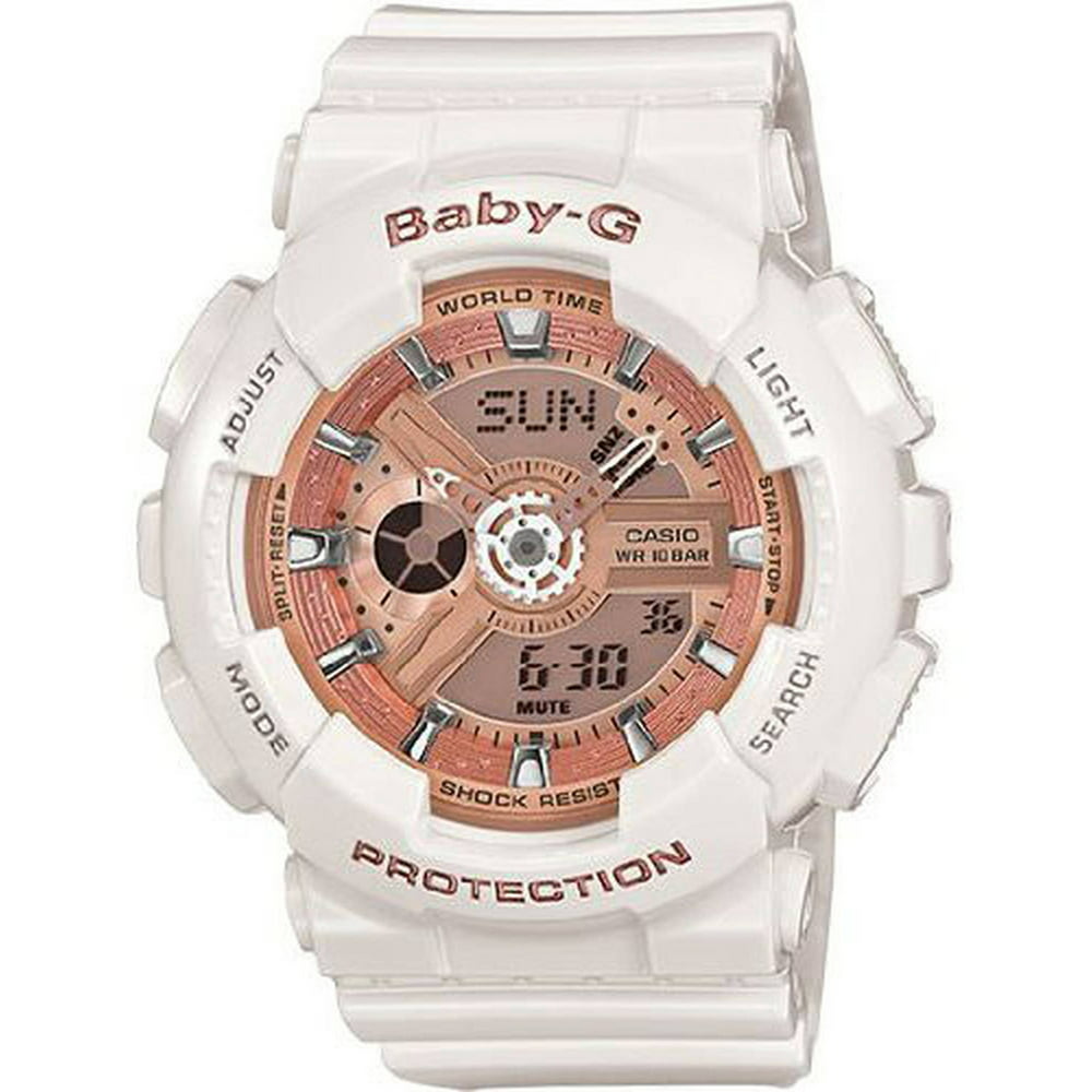 Casio G-Shock - Casio Women's Baby-G White and Rose Gold Watch BA110 ...