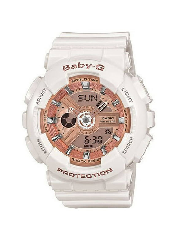 Casio Women's Baby-G White and Rose Gold Watch BA110-7A1CR