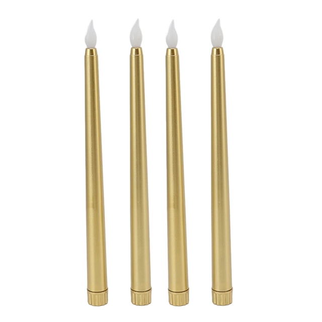 4 Pcs LED Candles Smoke Free Flameless Safe Environmentally Friendly Warm Light Electric LED Taper Candle Gold