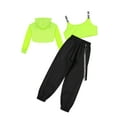 thumbnail image 6 of CHICTRY Girls Juniors Sportswear Cropped Hoodie Sweatshirt with Cargo Pants Activewear Street Dance Outfit Fluorescent Green 14, 6 of 7