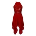 thumbnail image 5 of Vestido asimétrico de malla para mujer, con escote halter, sin mangas, con lentejuelas, para ballet, danza lírica, jazz, danza contemporánea moderna, 5 of 5