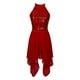 thumbnail image 5 of Vestido asimétrico de malla para mujer, con escote halter, sin mangas, con lentejuelas, para ballet, danza lírica, jazz, danza contemporánea moderna, 5 of 5