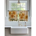 thumbnail image 3 of Sheer Curtains 45 inches Long, Country Sunflowers Vintage Wood Grain Texture Farmhouse Light Filtering Sheer Window Curtains Rod Pocket Voile Drapes for Bedroom Living Room, 52"W x 45"L 2 Panels, 3 of 7