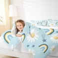 thumbnail image 4 of jejeloiu Cartoon Rainbow Queen Comforter Set,Cute Daisy Flower Bedding Sets,White Blue Bedding Comforter Set For Girls Kids,Microfiber Bedroom Decor,3pcs, 4 of 8