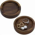 thumbnail image 6 of 2 PCS Acacia Wood Ring Trays 2.76inch Diameter Flat Round Wood Jewelry Plates Camel Color Trinket Dish Tray for Rings Necklaces Earring Jewelry Keys Small Items Display Storage diy, 6 of 9